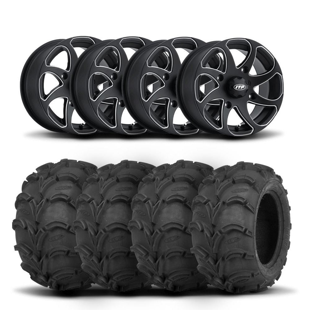 ITP Twister 14" Black Wheels And Mud Lite Tires [27x12-14]