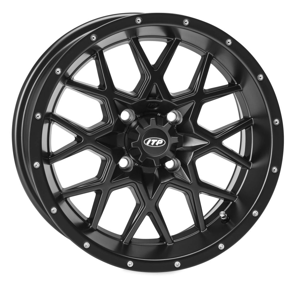 ITP Hurricane 12" Matte Black Wheels And Mud Lite Tires [25x8-12]