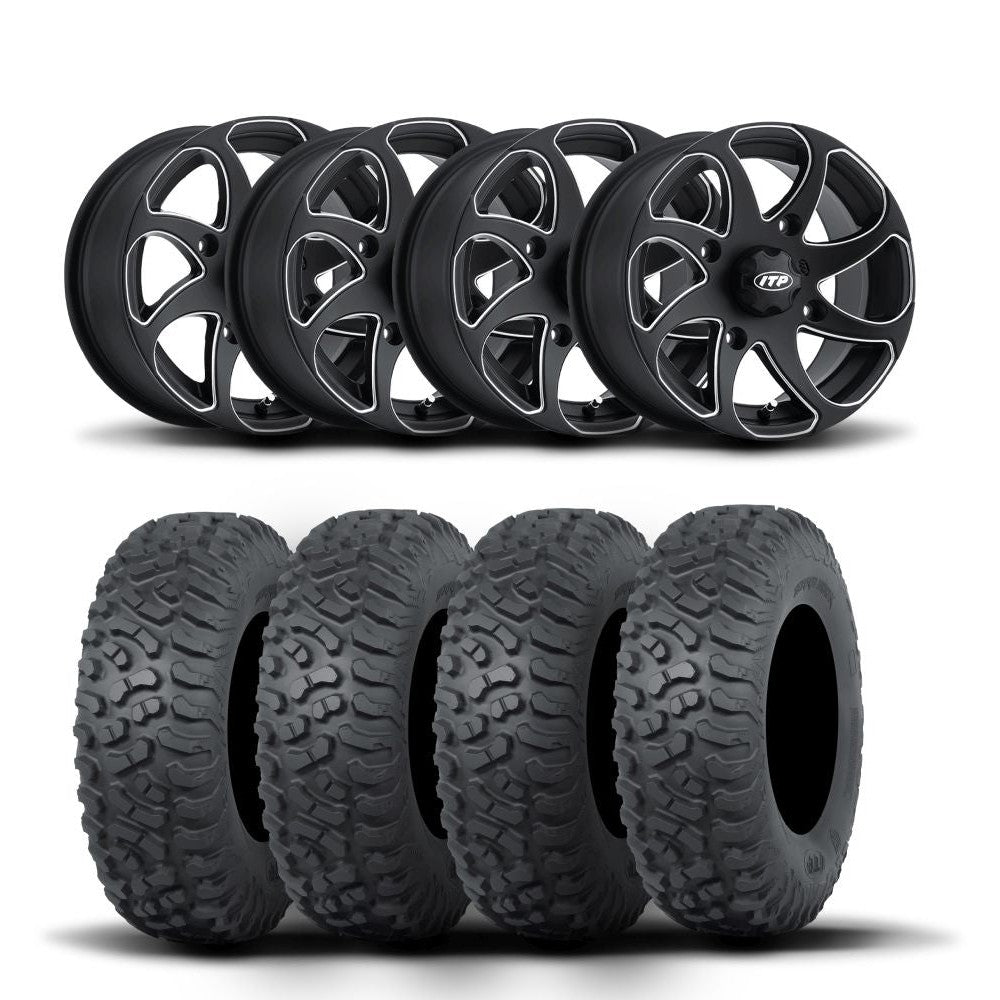 ITP Twister 14" Black Wheels And Terra Hook Tires [30x10-14]