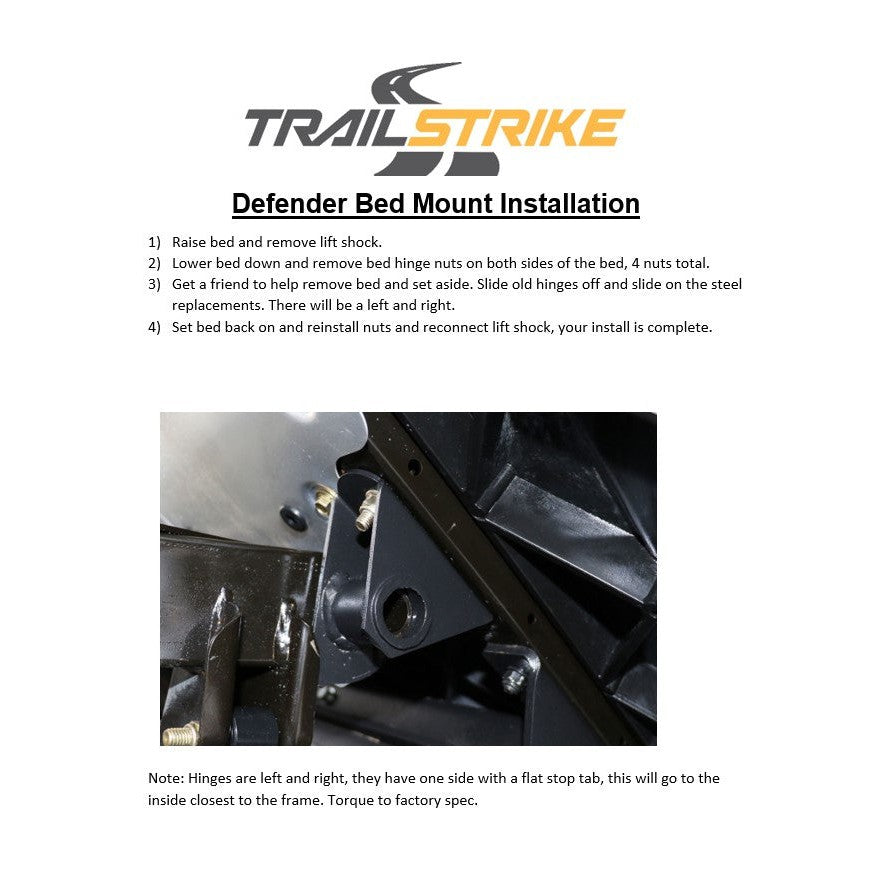 Trail Strike Steel Bed Mounts For 2016-2019 Can Am Defender 500/800/1000