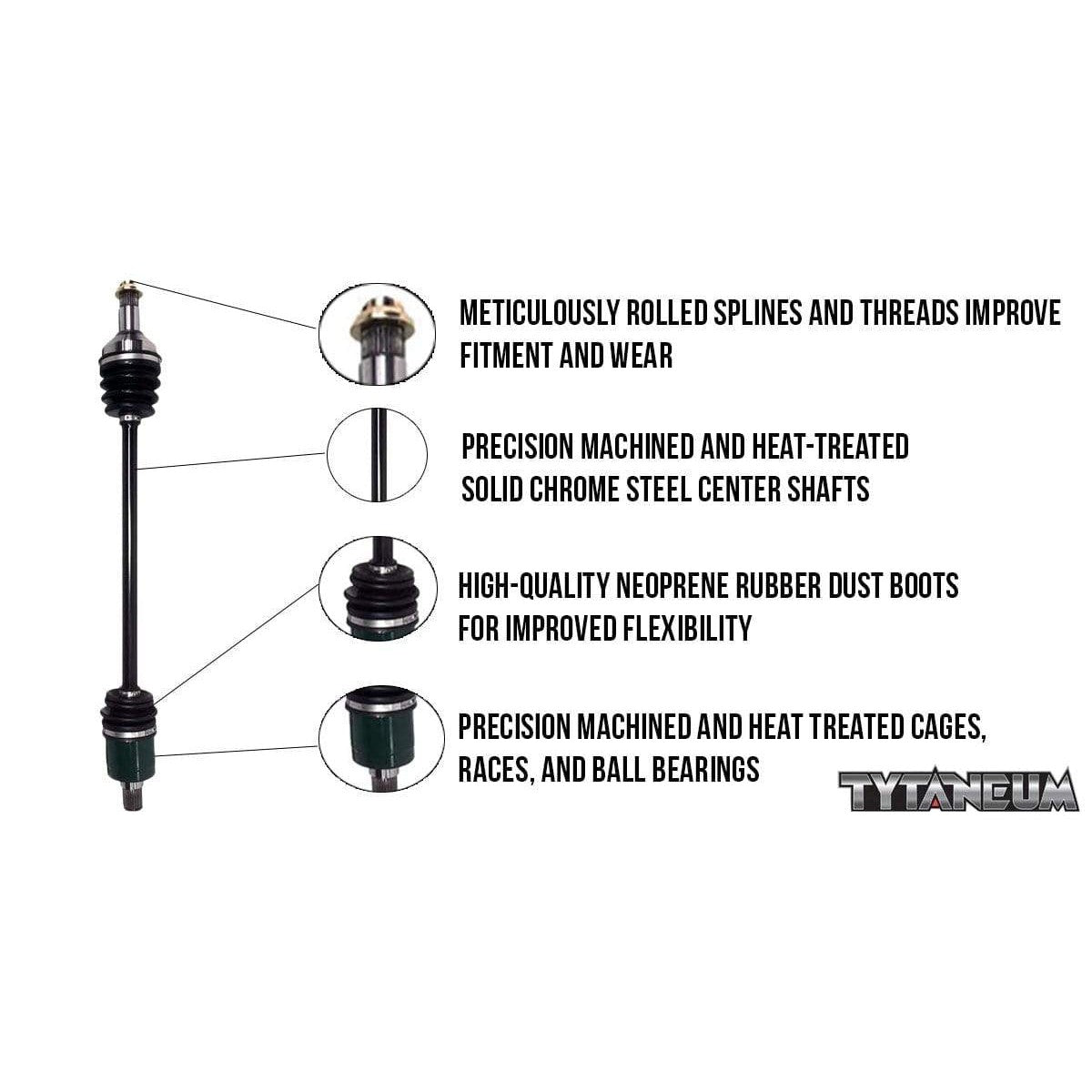 Tytaneum OE Style Front/Rear CV Axle Set For 2011-2017 John Deere Gator XUV 825i 4x4